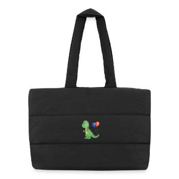 Kleiner Dino mit Luftballons - Puffer-Einkaufstasche - Schwarz - Vorne