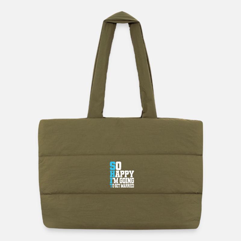 Funny Bachelor Party Engagement Wedding Married Puffer Shopping Bag