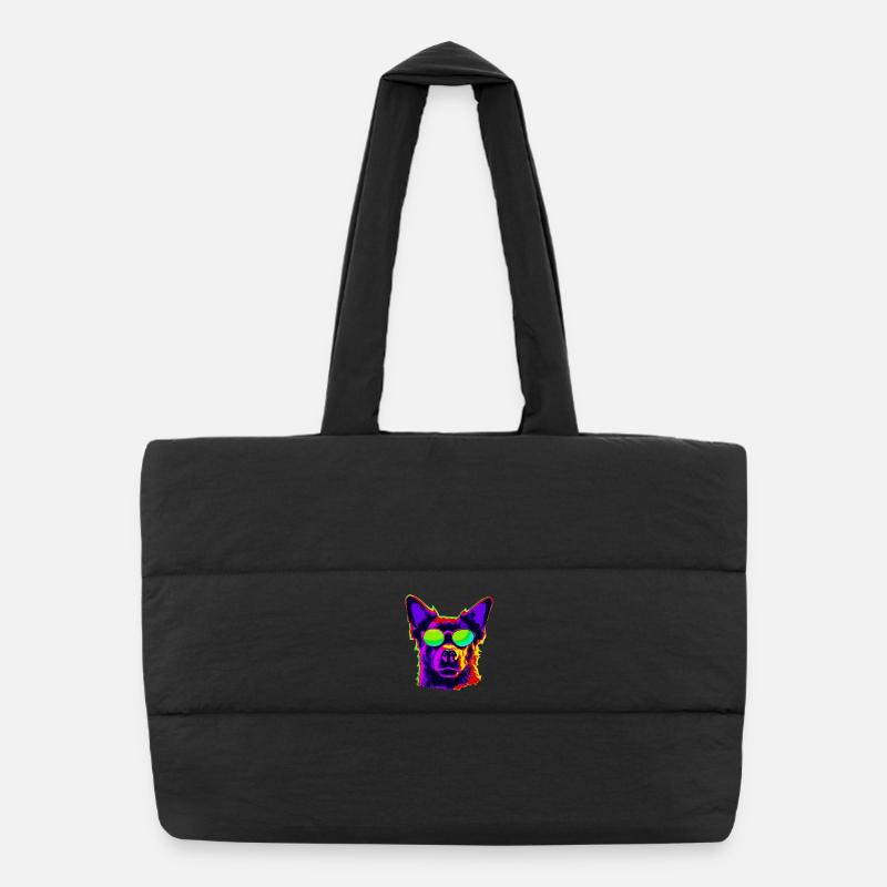Ami élégant à quatre pattes avec des lunettes de soleil Sac shopping matelassé