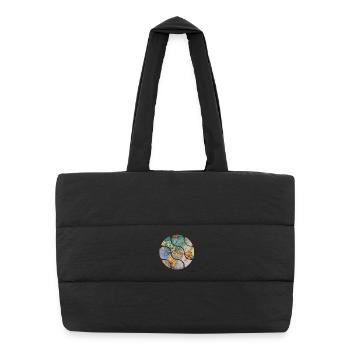 Abstraction colorée avec des accents dorés - Sac shopping matelassé - noir - Devant