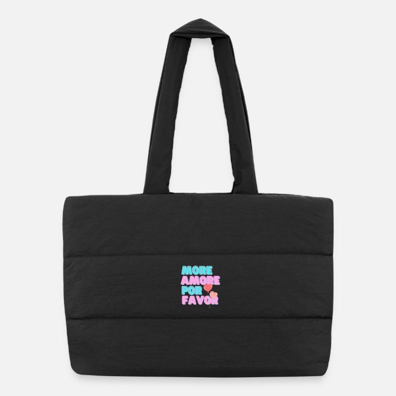 More Amore Pore Favor - mehr Liebe bitte - Puffer-Einkaufstasche - Schwarz