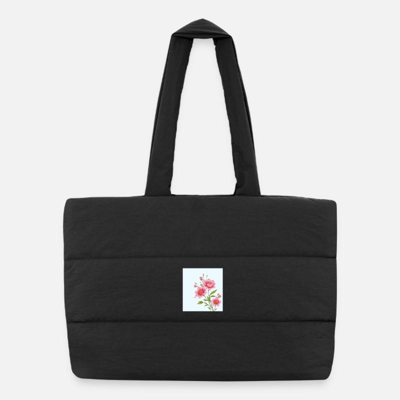 Flower - Puffer-Einkaufstasche - Schwarz