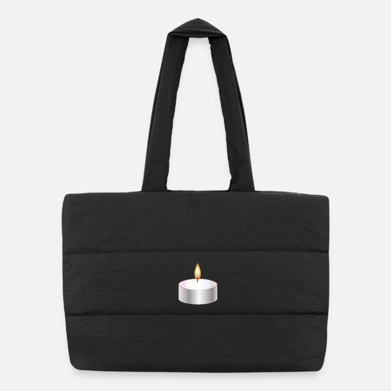 Burning Tealight Candle Simple Symbol Puffer Shopping Bag