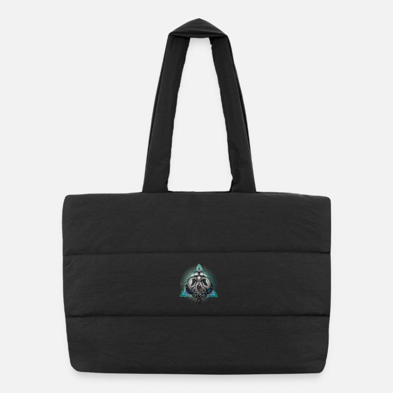 Mystical snake symbol with stars in triangle Puffer Shopping Bag
