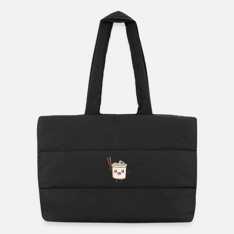 Cute instant noodle design - Puffer Shopping Bag - black