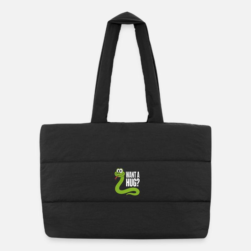 Hug Me Snake Cartoon Puffer Shopping Bag