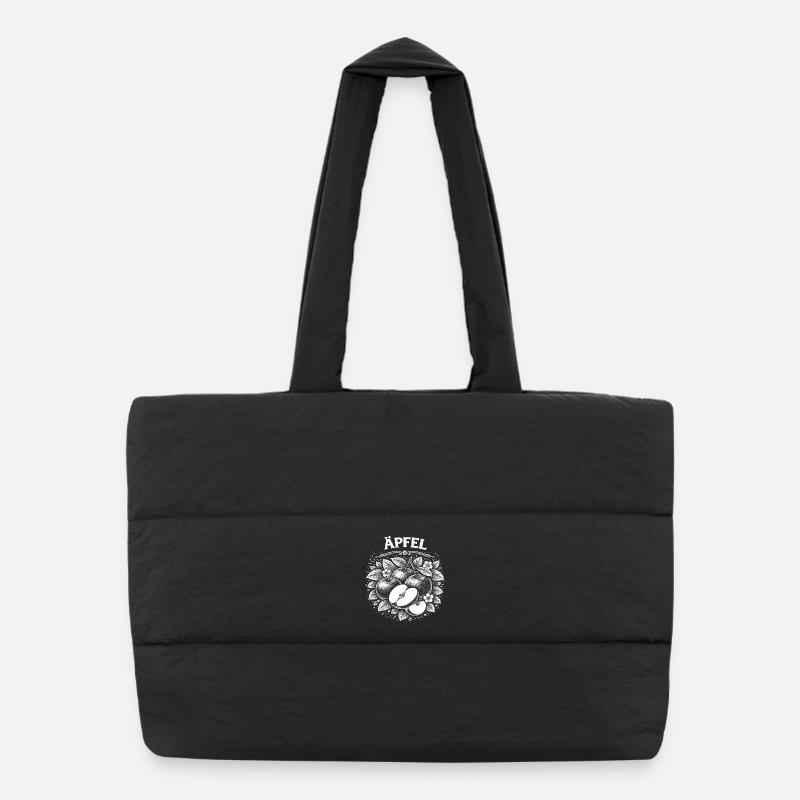 Gravure sur bois de pomme : Estampe botanique Sac shopping matelassé