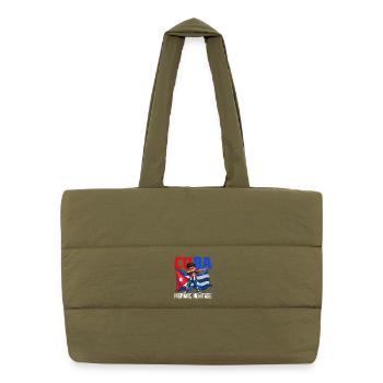 Cuba Pride & Home - Design du drapeau de Cuba - Sac shopping matelassé - safari green - Devant