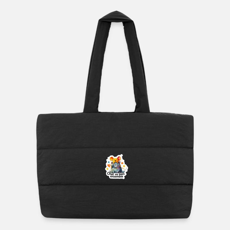 Chat et Souris Heureux Ensemble Sac shopping matelassé