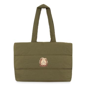 Cuddly kitten with heart coffee - Puffer Shopping Bag - safari green - Front