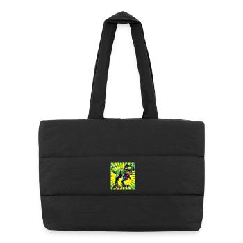 dinosaure - Sac shopping matelassé - noir - Devant