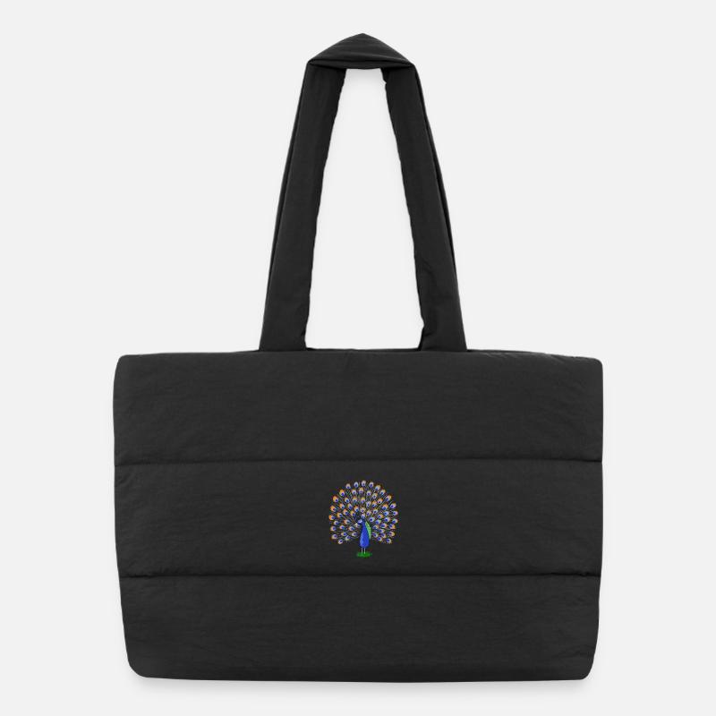 Illustration de plume de paon colorée Sac shopping matelassé