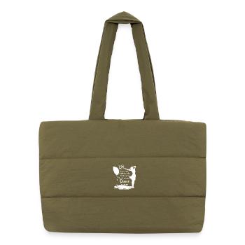 Lebensweisheit mit tanzender Silhouette - Puffer-Einkaufstasche - safari Green - Vorne