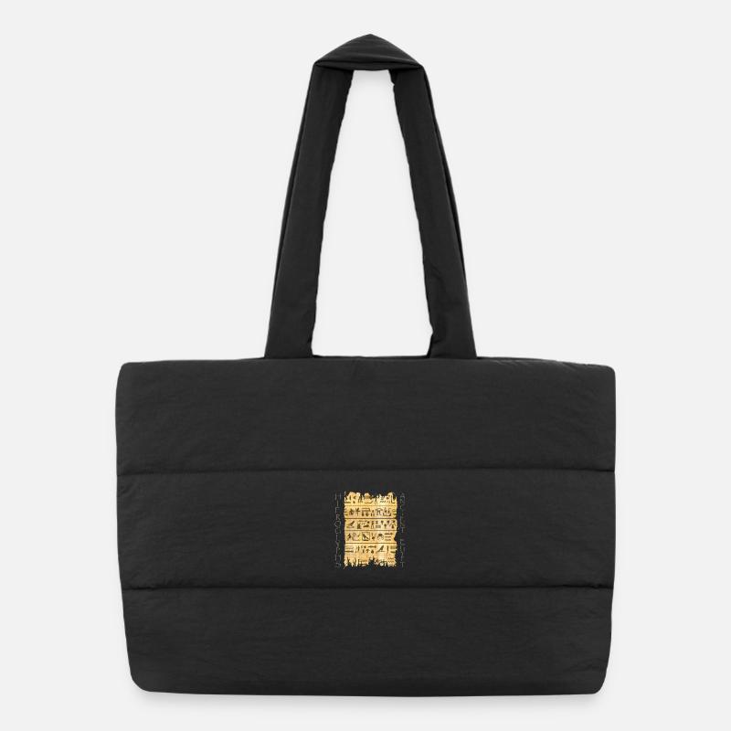 Torn papyri with hieroglyphics Puffer Shopping Bag