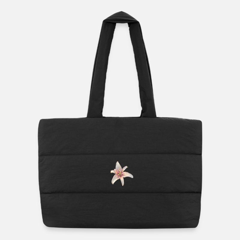 Lily Roses Blossoms Puffer Shopping Bag