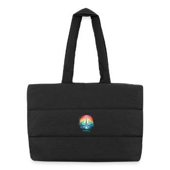 Pariser Eiffelturm mit Regenbogen-LGBT-Skyline - Puffer-Einkaufstasche - Schwarz - Vorne