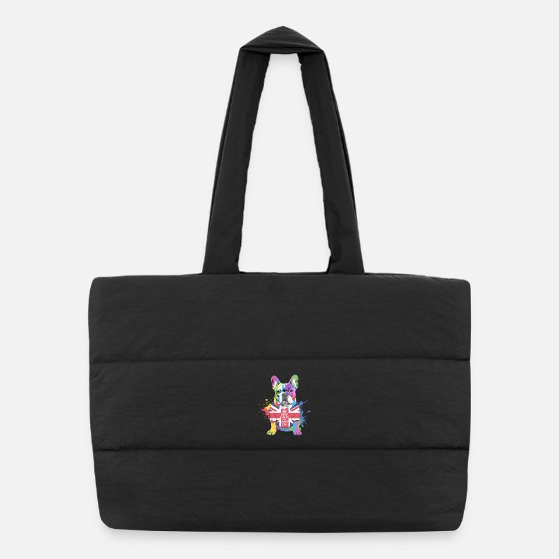 Regenbogen Bulldogge Union Jack - Puffer-Einkaufstasche - Schwarz