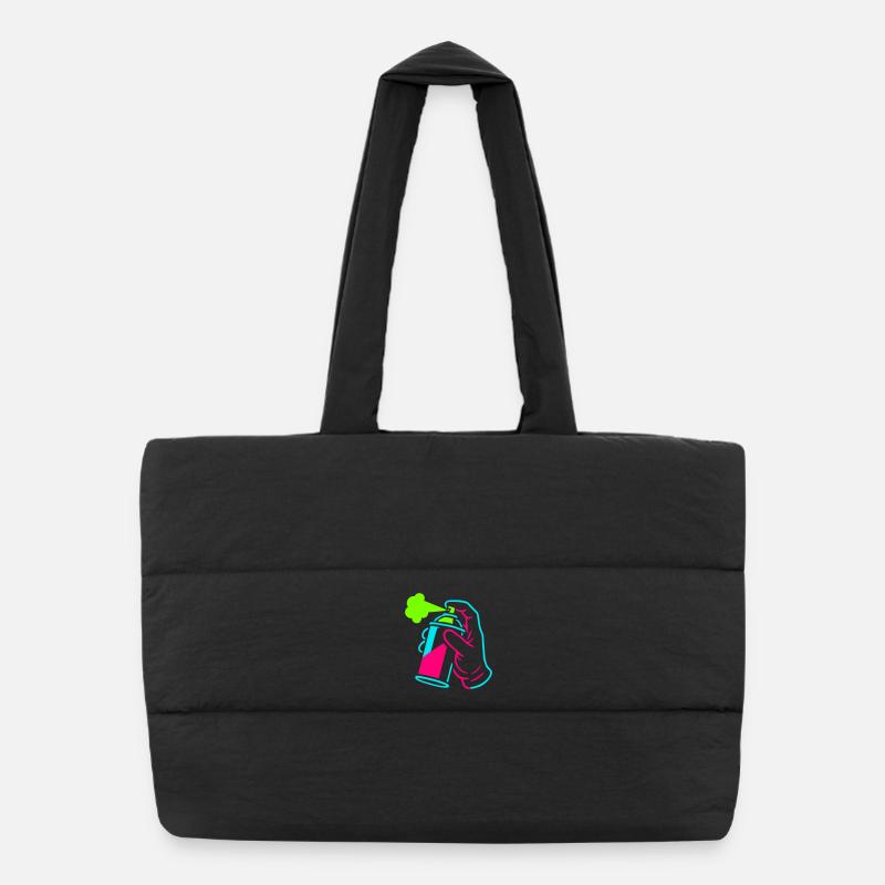 Graffiti tin in pop art style - Puffer Shopping Bag - black