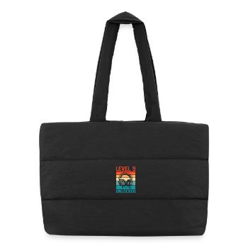 Child 9 years old Level 9 Unlocked, 9th Birthday - Puffer Shopping Bag - black - Front