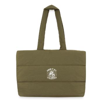 Je sais tout, chouette toujours confuse - Sac shopping matelassé - safari green - Devant
