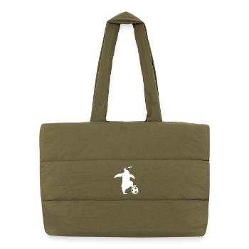 Minimalist Penguin Soccer Player Team Sport - Puffer Shopping Bag - safari green - Front