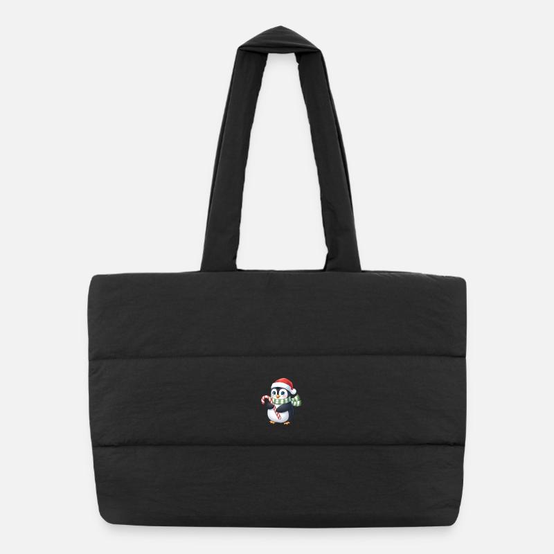 Weihnachtspinguin - eine tolle Geschenkidee - Puffer-Einkaufstasche - Schwarz