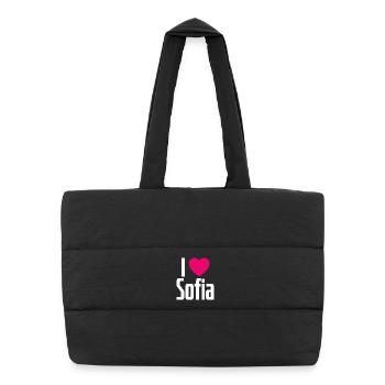 I Love Sofia Pinkes Herz Ich liebe Sofia - Puffer-Einkaufstasche - Schwarz - Vorne