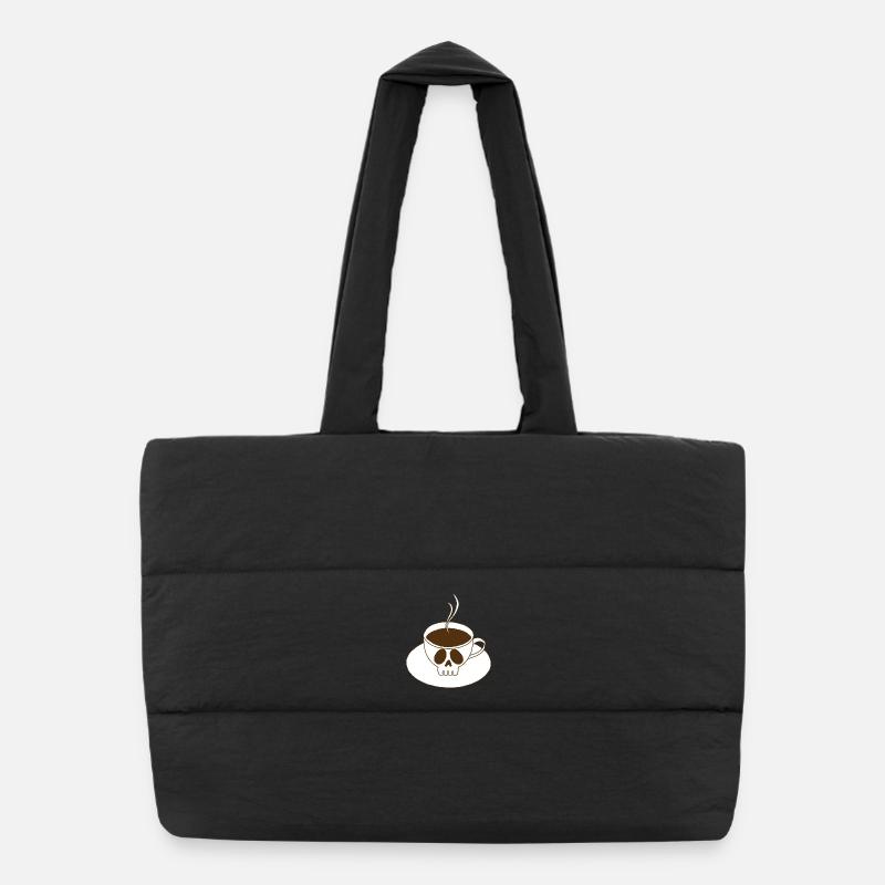 Crâne et tasse de café Sac shopping matelassé