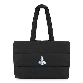Pinguin auf Eisblock 3D - Puffer Shopping Bag - black - Front