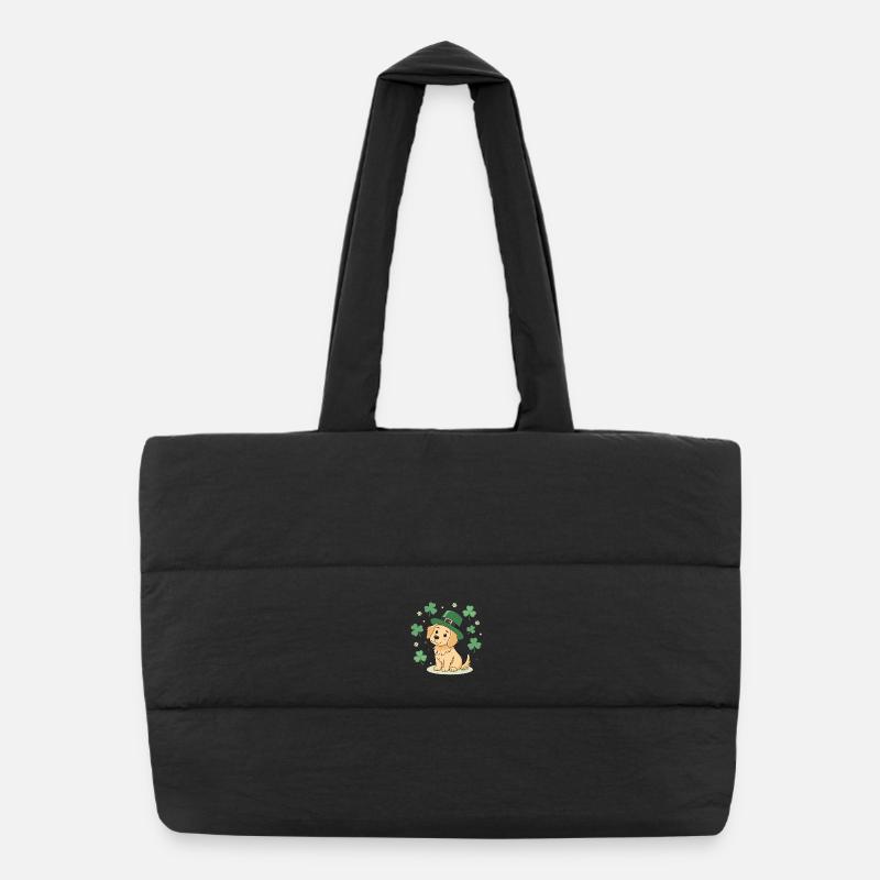 Petit Labrador Chien Leprechaun Trèfles Sac shopping matelassé