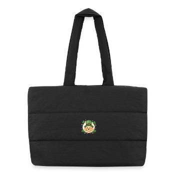 Green Leprechaun Labrador Dog and Clubs - Puffer Shopping Bag - black - Front