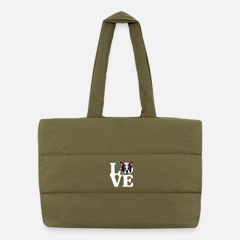 J’ADORE Boston Terrier Chien Amateur de Chiens Drôle Sac shopping matelassé