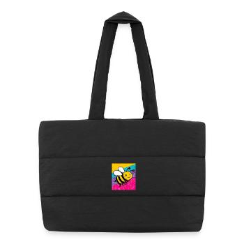 abeille - Sac shopping matelassé - noir - Devant