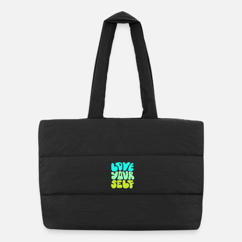 Love Yourself Positive Self Love Quote Design Puffer Shopping Bag