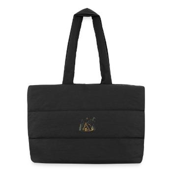 Moonlit Rustic Cabin Night - Puffer Shopping Bag - black - Front