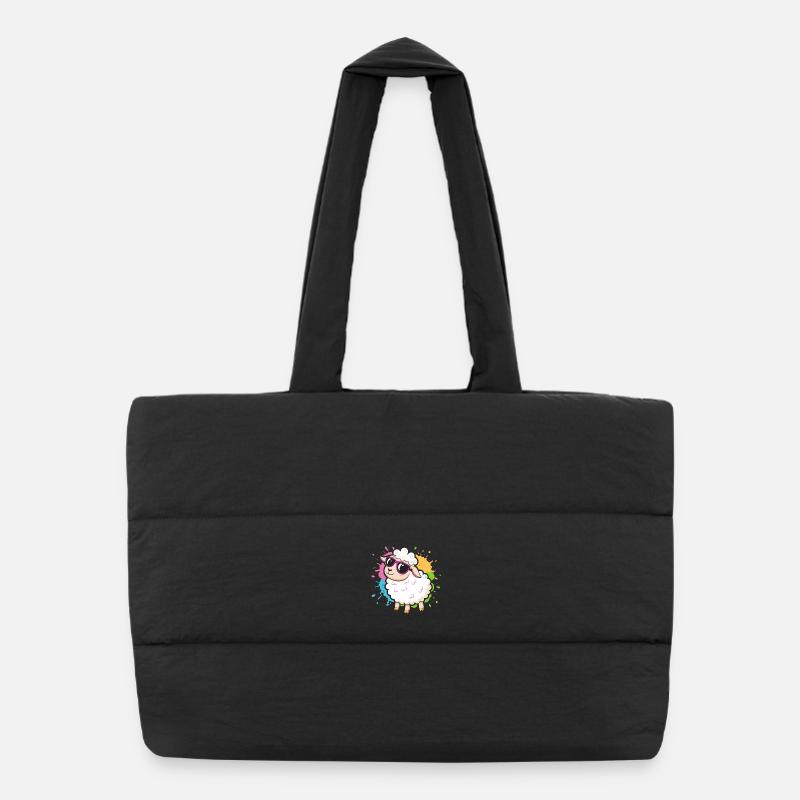 Colorful Sheep Chic Eyeglasses Puffer Shopping Bag