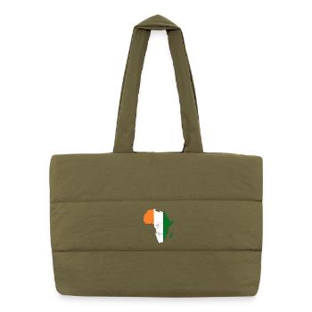 Drapeau de la Côte d’Ivoire Afrique utilisé - Sac shopping matelassé - safari green - Devant