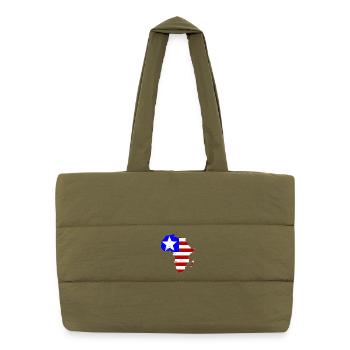 Liberia_Flagge_Afrika_used - Puffer-Einkaufstasche - safari Green - Vorne