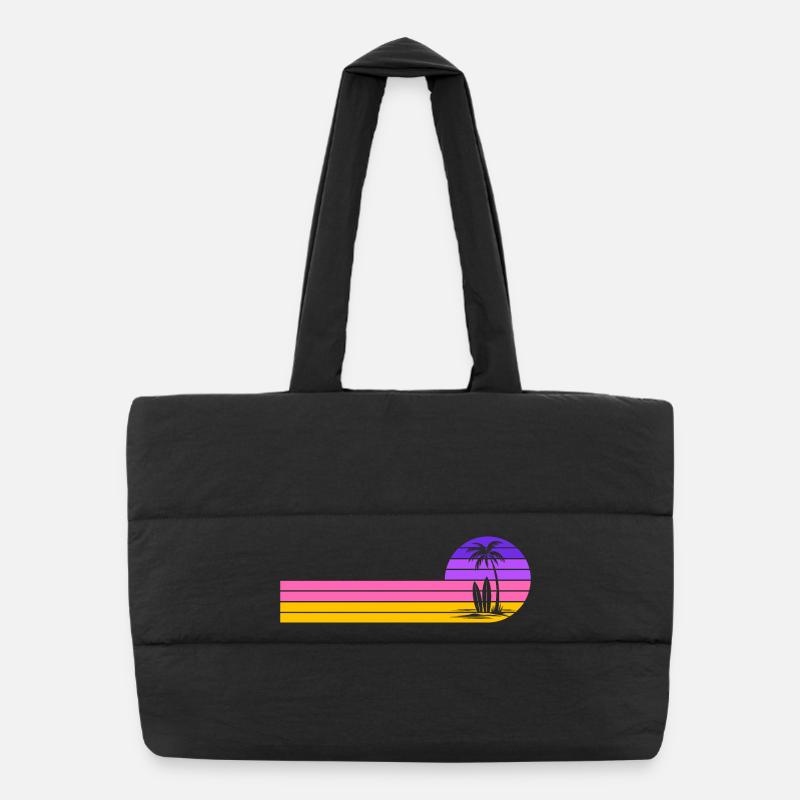 Coucher de soleil sur la plage Sac shopping matelassé