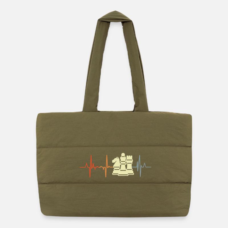 Chess Pieces Cardiogram Puffer Shopping Bag