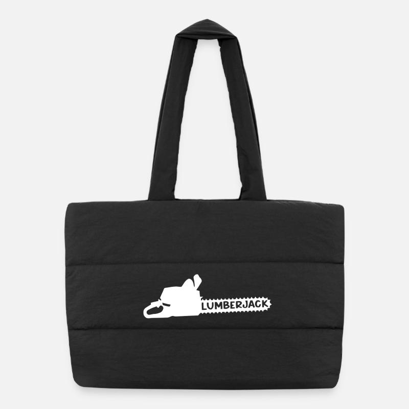 Motif de bûcheron avec silhouette de hache - Sac shopping matelassé - noir