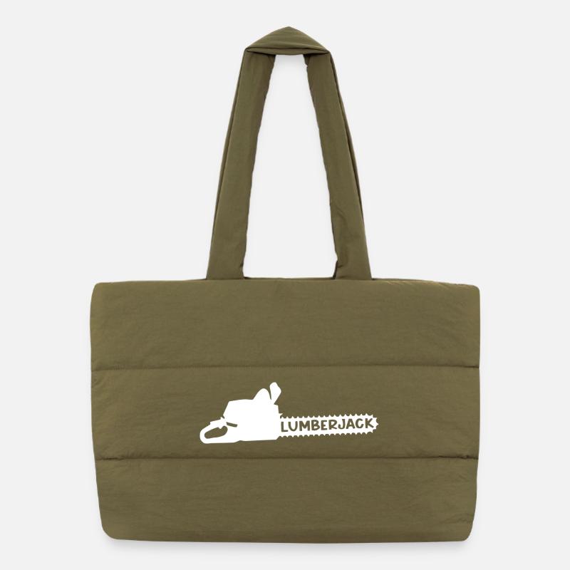 Motif de bûcheron avec silhouette de hache Sac shopping matelassé