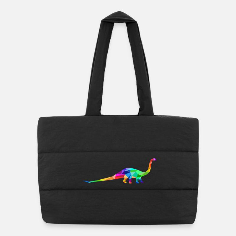 Dinosaure coloré à long cou fait de polygones Sac shopping matelassé