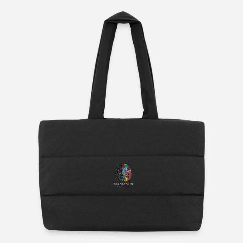 End The Stigma Mental Health Matters Puffer Shopping Bag