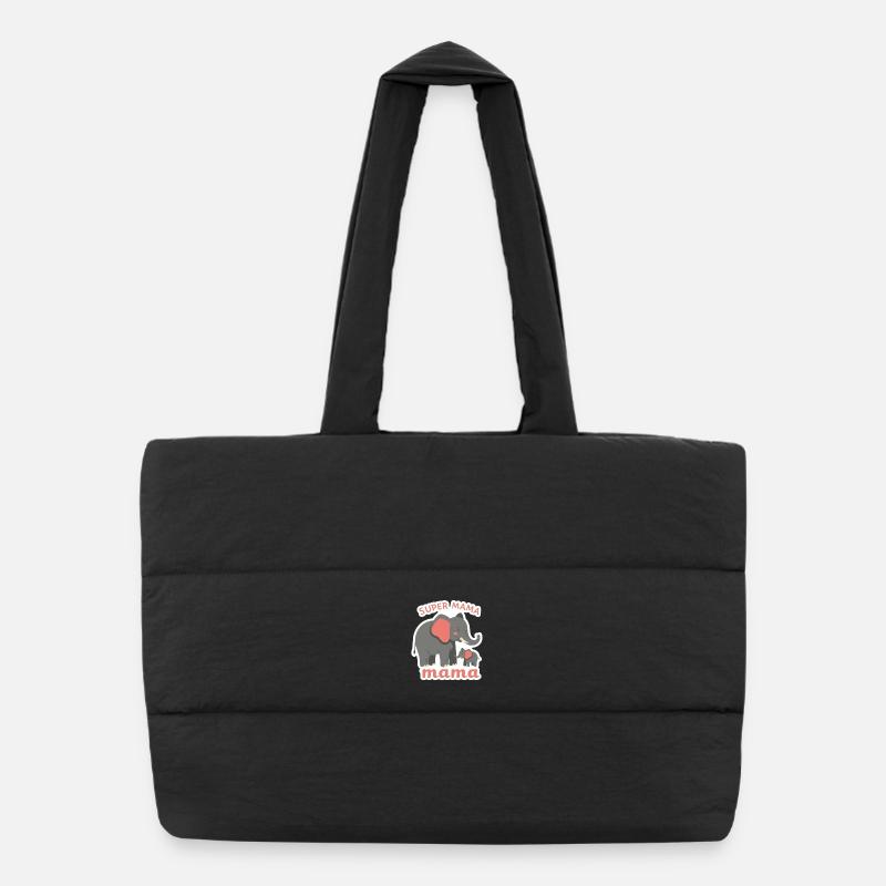Super Maman Éléphant - Sac shopping matelassé - noir