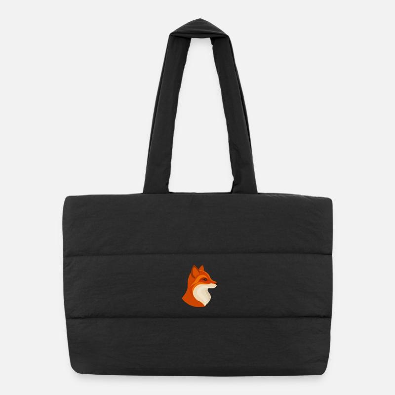 Moderner Fuchs – Geometrisch & Stilvoll - Puffer-Einkaufstasche - Schwarz