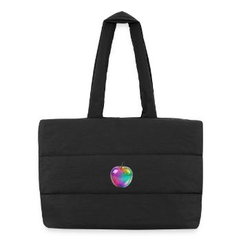 Regenbogen Apfel Ästhetik Design - Puffer-Einkaufstasche - Schwarz - Vorne