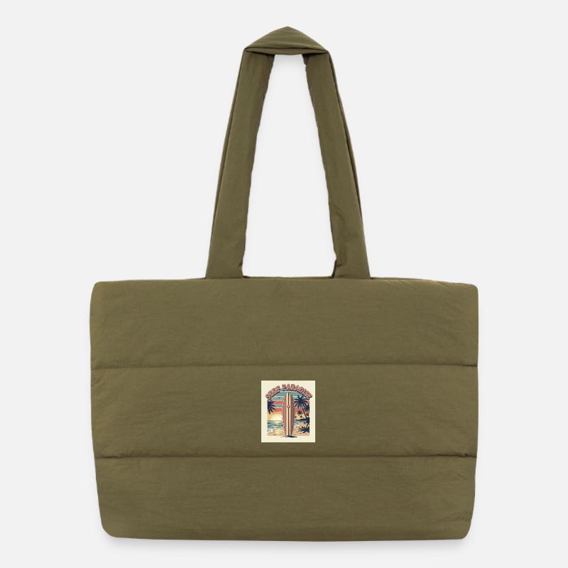 Surf Paradise Retro Design Puffer Shopping Bag