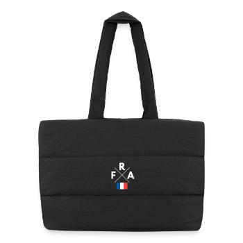 Croix logo France Drapeau - Sac shopping matelassé - noir - Devant