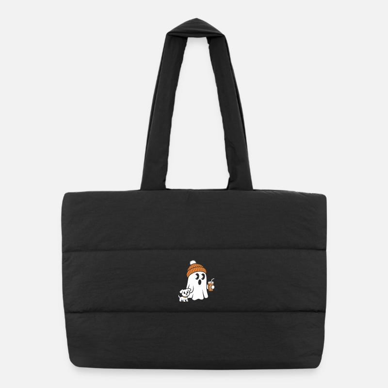 Fantôme douillet avec bonnet - Sac shopping matelassé - noir